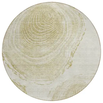 8' Khaki Beige And Taupe Round Abstract Washable Indoor Outdoor Area Rug