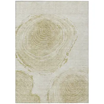 9' X 12' Khaki Beige And Taupe Abstract Washable Indoor Outdoor Area Rug