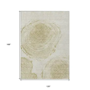 10' X 14' Khaki Beige And Taupe Abstract Washable Indoor Outdoor Area Rug