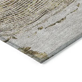 10' X 14' Taupe Gray And Brown Abstract Washable Indoor Outdoor Area Rug