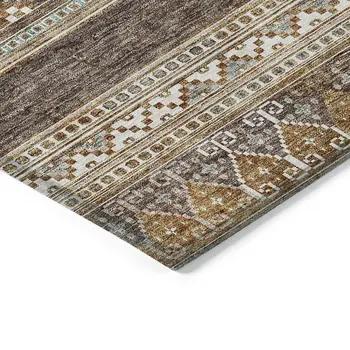 3' X 5' Chocolate And Gray Southwestern Washable Indoor Outdoor Area Rug