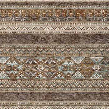 9' X 12' Chocolate And Gray Southwestern Washable Indoor Outdoor Area Rug