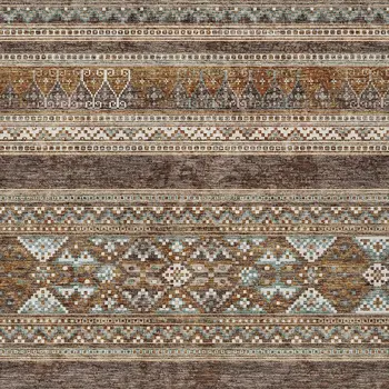 10' X 14' Chocolate And Gray Southwestern Washable Indoor Outdoor Area Rug