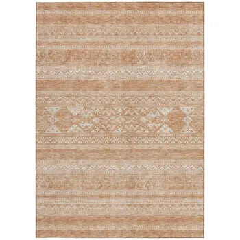 5' X 8' Copper And Ivory Southwestern Washable Indoor Outdoor Area Rug