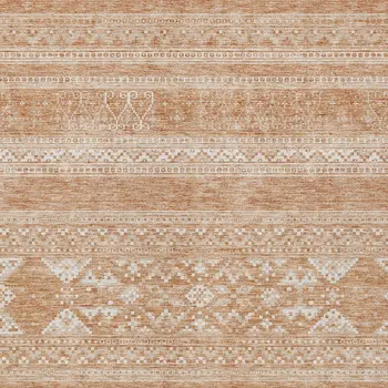 9' X 12' Copper And Ivory Southwestern Washable Indoor Outdoor Area Rug