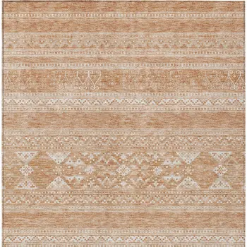 10' X 14' Copper And Ivory Southwestern Washable Indoor Outdoor Area Rug