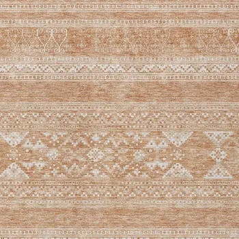 10' X 14' Copper And Ivory Southwestern Washable Indoor Outdoor Area Rug