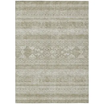 3' X 5' Khaki Taupe And Ivory Southwestern Washable Indoor Outdoor Area Rug