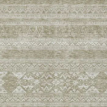 8' X 10' Khaki Taupe And Ivory Southwestern Washable Indoor Outdoor Area Rug