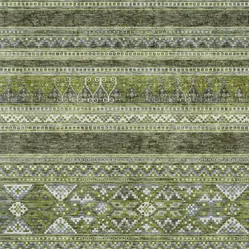 3' X 5' Olive Green And Artichoke Green Southwestern Washable Indoor Outdoor Area Rug