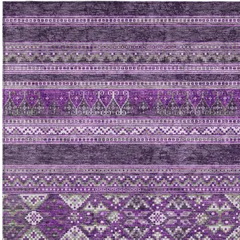 8' X 10' Purple Eggplant And Gray Southwestern Washable Indoor Outdoor Area Rug