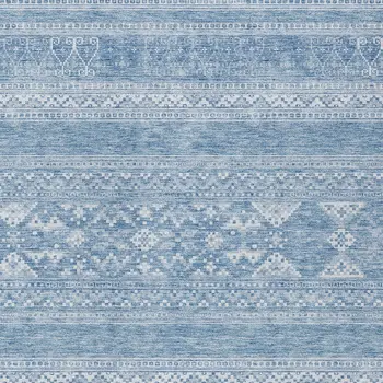 3' X 5' Sky Blue And Ivory Southwestern Washable Indoor Outdoor Area Rug