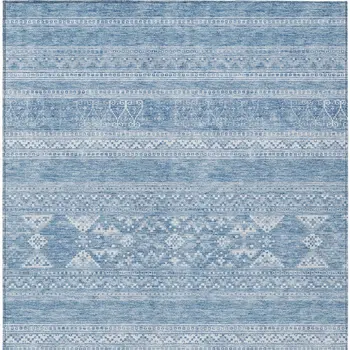 8' X 10' Sky Blue And Ivory Southwestern Washable Indoor Outdoor Area Rug