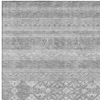 9' X 12' Silver Gray And Ivory Southwestern Washable Indoor Outdoor Area Rug