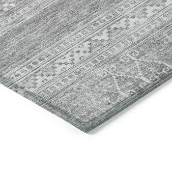 10' X 14' Silver Gray And Ivory Southwestern Washable Indoor Outdoor Area Rug