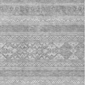 10' X 14' Silver Gray And Ivory Southwestern Washable Indoor Outdoor Area Rug