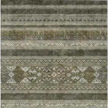 9' X 12' Taupe Beige And Ivory Southwestern Washable Indoor Outdoor Area Rug