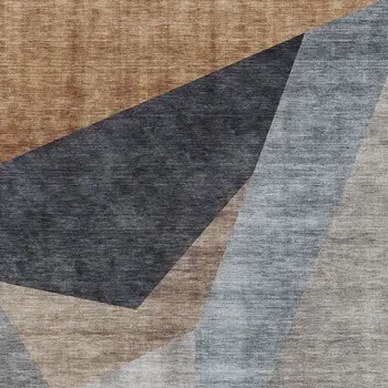 5' X 8' Taupe Beige And Gray Abstract Washable Indoor Outdoor Area Rug