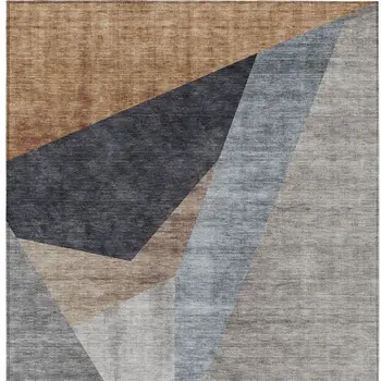 9' X 12' Taupe Beige And Gray Abstract Washable Indoor Outdoor Area Rug