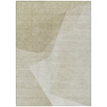 3' X 5' Beige Khaki And Taupe Abstract Washable Indoor Outdoor Area Rug