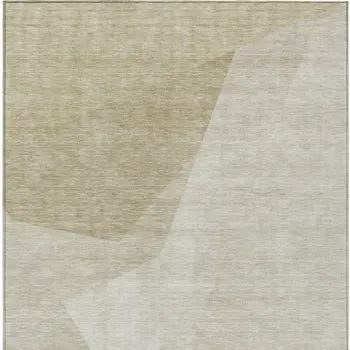 10' X 14' Beige Khaki And Taupe Abstract Washable Indoor Outdoor Area Rug