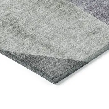 5' X 8' Sage Green And Charcoal Abstract Washable Indoor Outdoor Area Rug