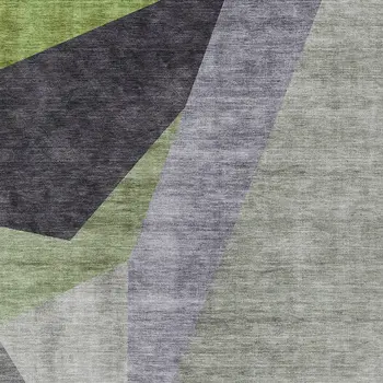 10' X 14' Sage Green And Charcoal Abstract Washable Indoor Outdoor Area Rug