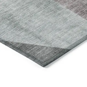 8' X 10' Teal Blue Aqua And Charcoal Abstract Washable Indoor Outdoor Area Rug