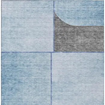 5' X 8' Sky Blue And Denim Blue Abstract Washable Indoor Outdoor Area Rug