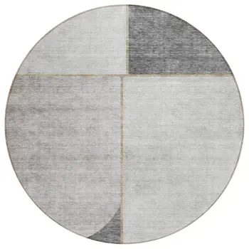 8' Taupe Beige And Gray Round Abstract Washable Indoor Outdoor Area Rug