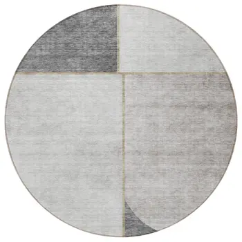 8' Taupe Beige And Gray Round Abstract Washable Indoor Outdoor Area Rug