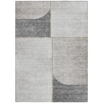 8' X 10' Taupe Beige And Gray Abstract Washable Indoor Outdoor Area Rug