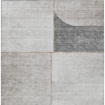 9' X 12' Taupe Beige And Gray Abstract Washable Indoor Outdoor Area Rug