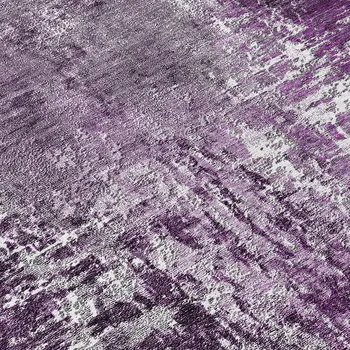 8' Eggplant Purple And Lavender Round Abstract Washable Indoor Outdoor Area Rug