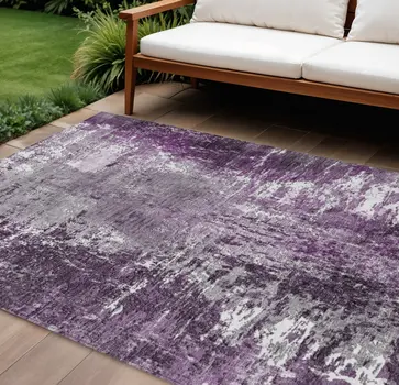 9' X 12' Eggplant Purple And Lavender Abstract Washable Indoor Outdoor Area Rug