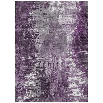 9' X 12' Eggplant Purple And Lavender Abstract Washable Indoor Outdoor Area Rug