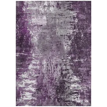 9' X 12' Eggplant Purple And Lavender Abstract Washable Indoor Outdoor Area Rug