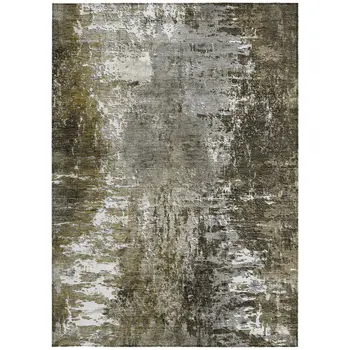 5' X 8' Taupe Brown And Gray Abstract Washable Indoor Outdoor Area Rug