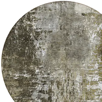 8' Taupe Brown And Gray Round Abstract Washable Indoor Outdoor Area Rug