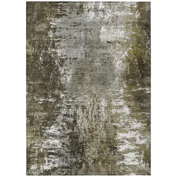10' X 14' Taupe Brown And Gray Abstract Washable Indoor Outdoor Area Rug