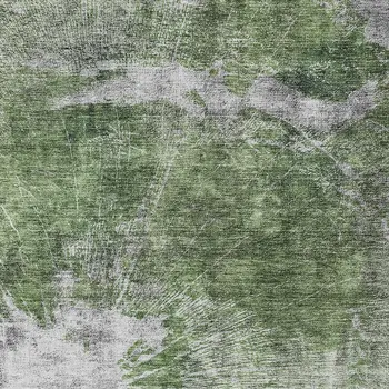 3' X 5' Green And Gray Abstract Washable Indoor Outdoor Area Rug