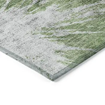 8' X 10' Green And Gray Abstract Washable Indoor Outdoor Area Rug