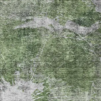 8' X 10' Green And Gray Abstract Washable Indoor Outdoor Area Rug