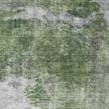 9' X 12' Green And Gray Abstract Washable Indoor Outdoor Area Rug