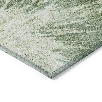 5' X 8' Fern Green And Artichoke Green Abstract Washable Indoor Outdoor Area Rug