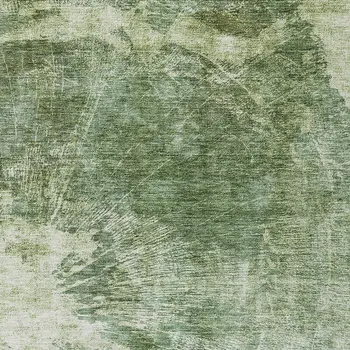 5' X 8' Fern Green And Artichoke Green Abstract Washable Indoor Outdoor Area Rug