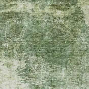 10' X 14' Fern Green And Artichoke Green Abstract Washable Indoor Outdoor Area Rug