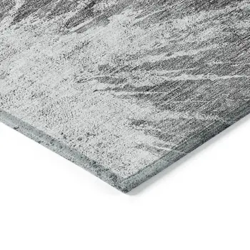 3' X 5' Gray Charcoal And Silver Abstract Washable Indoor Outdoor Area Rug