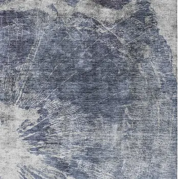 3' X 5' Navy Blue And Denim Blue Abstract Washable Indoor Outdoor Area Rug