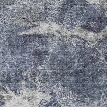 8' X 10' Navy Blue And Denim Blue Abstract Washable Indoor Outdoor Area Rug